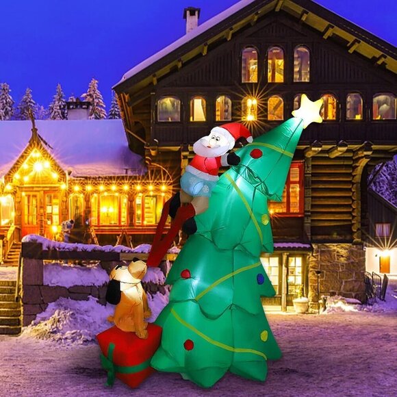 ⭐5.7 FT Inflatable Santa Claus Clambing Tree Blow up Lighted Xmas Yard Decor - Picture 1 of 7
